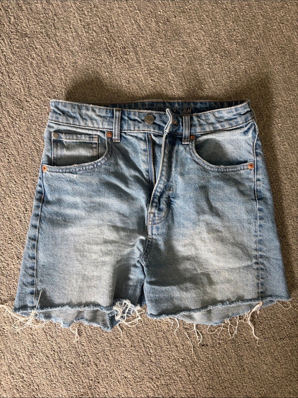 H&M Light Denim Frayed Hem Shorts